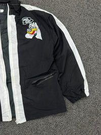 Men's Black & White Cartoon Graphic Windbreaker Jacket – Lightweight Zip-Up Streetwear⚠️ No Zip
