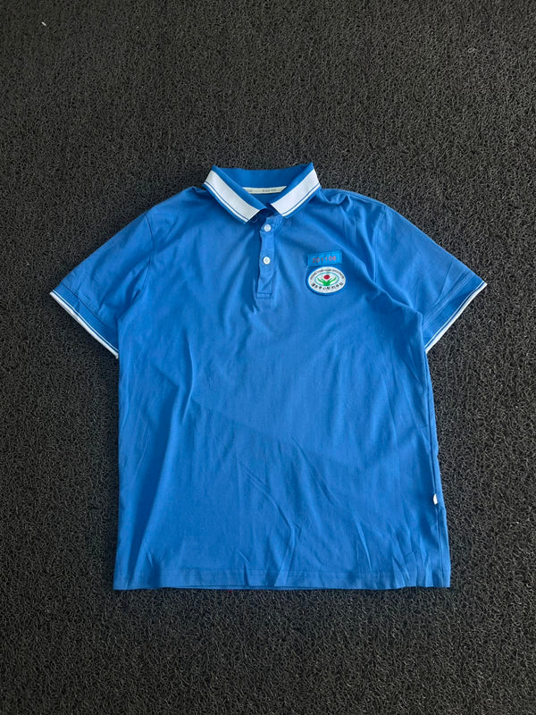 Vintage Blue Contrast Collar Polo T-Shirt
