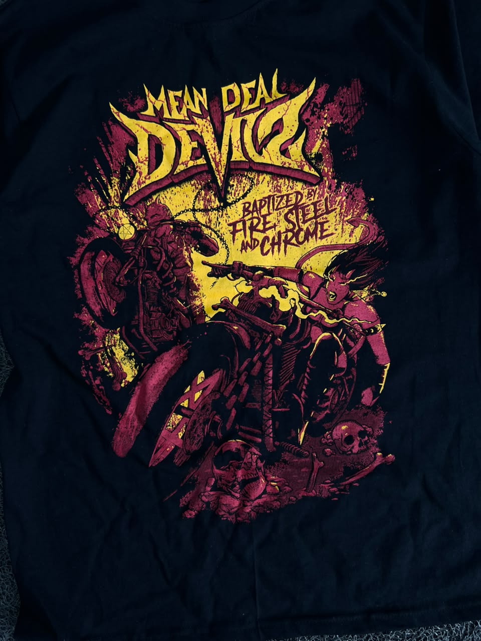 Mean Deal Devil Graphic Motorcycle T-Shirt – Streetwear Biker Tee