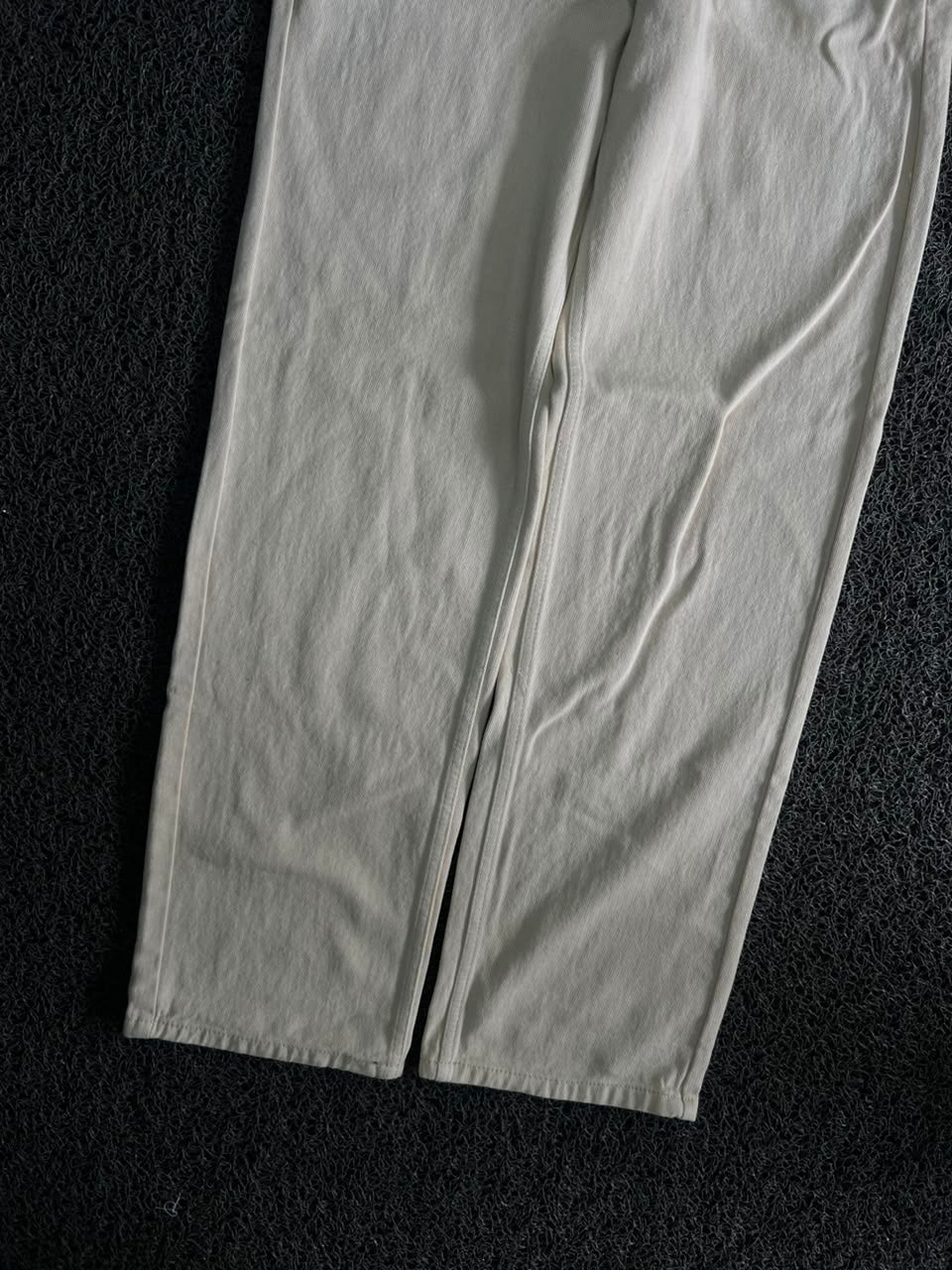 H&M Cream Canvas Wide-Straight Jeans