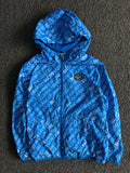Men's Blue All-Over Print Hooded Puffer Jacket