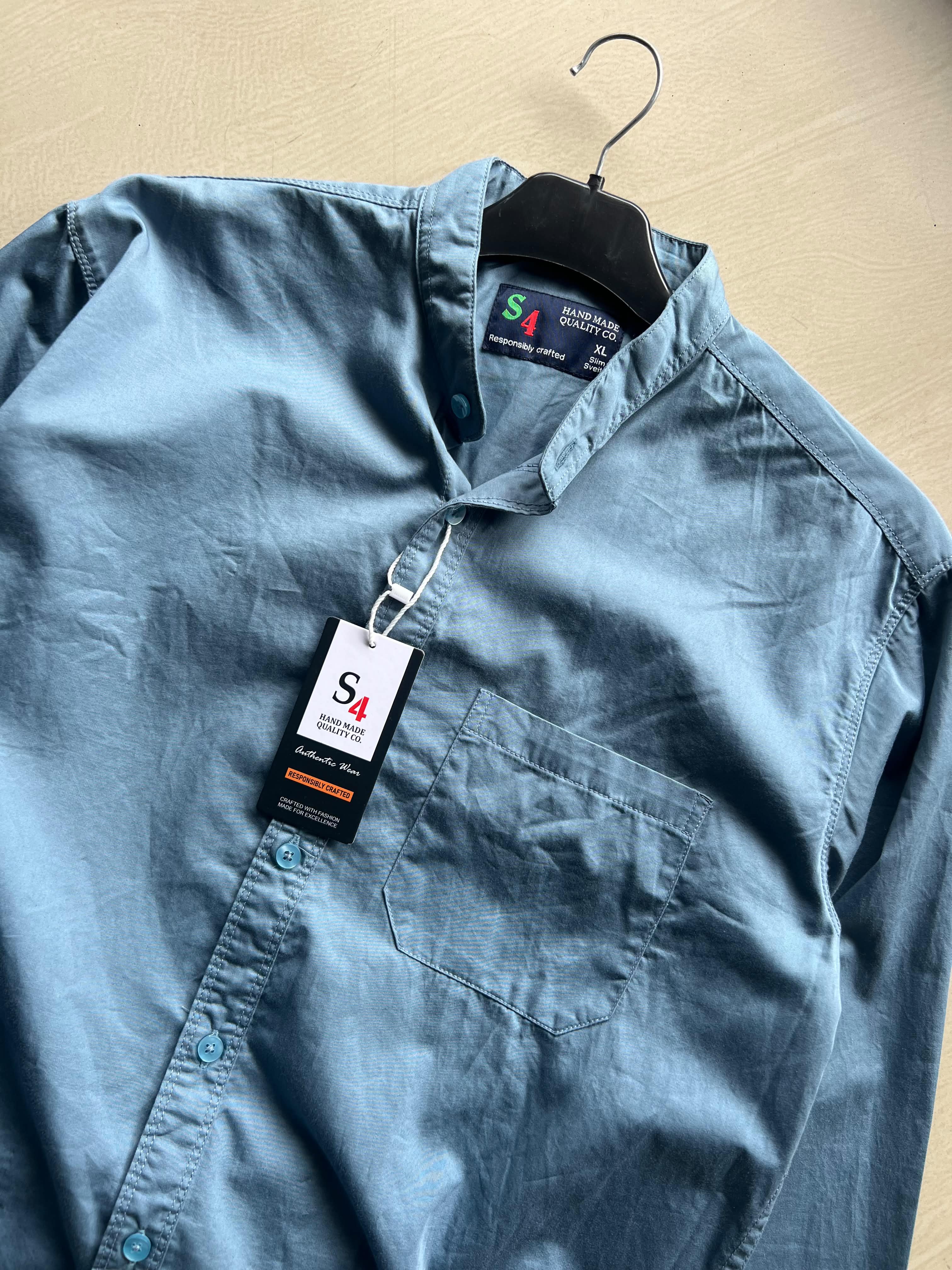 Men's Mandarin Collar Full Sleeve Casual Cotton Shirt