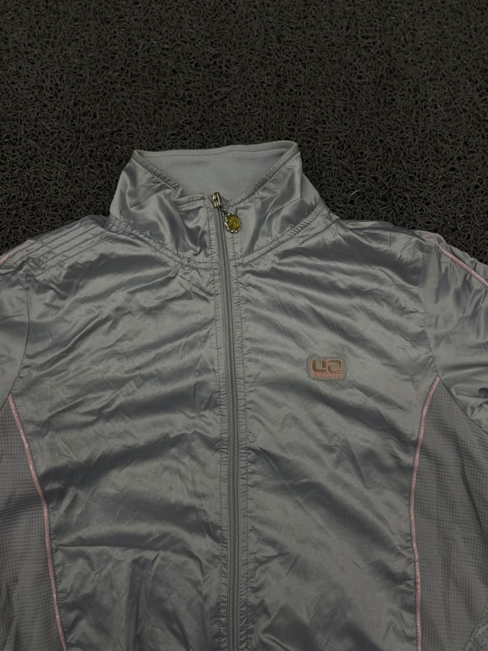 Silver Metallic Full Zip Track Jacket – Lightweight Sports Windbreaker
