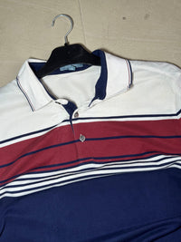 Vintage Red White & Navy Striped Polo T-Shirt