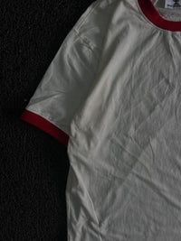 White & Red Contrast Trim Crew Neck T-Shirt