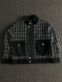Black & White Plaid Utility Snap Button Jacket