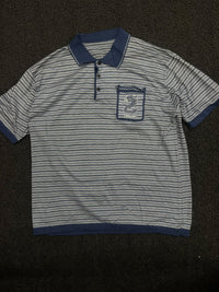 Striped Polo T-Shirt with Contrast Collar and Chest Patch