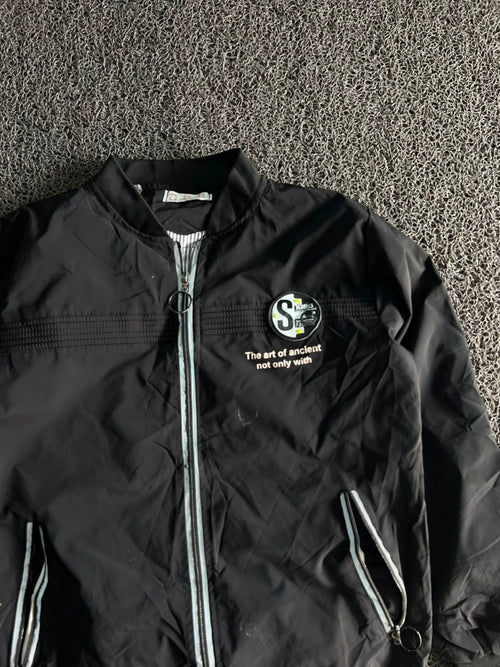 Casual Bomber Jacket with Chest Patch