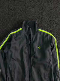 Diadora Lightweight Sports Track Jacket with Neon Stripe ⚠️ Small Stains and no zip
