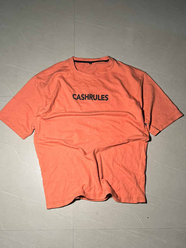 CashRules Graphic Print Coral Oversized T-Shirt