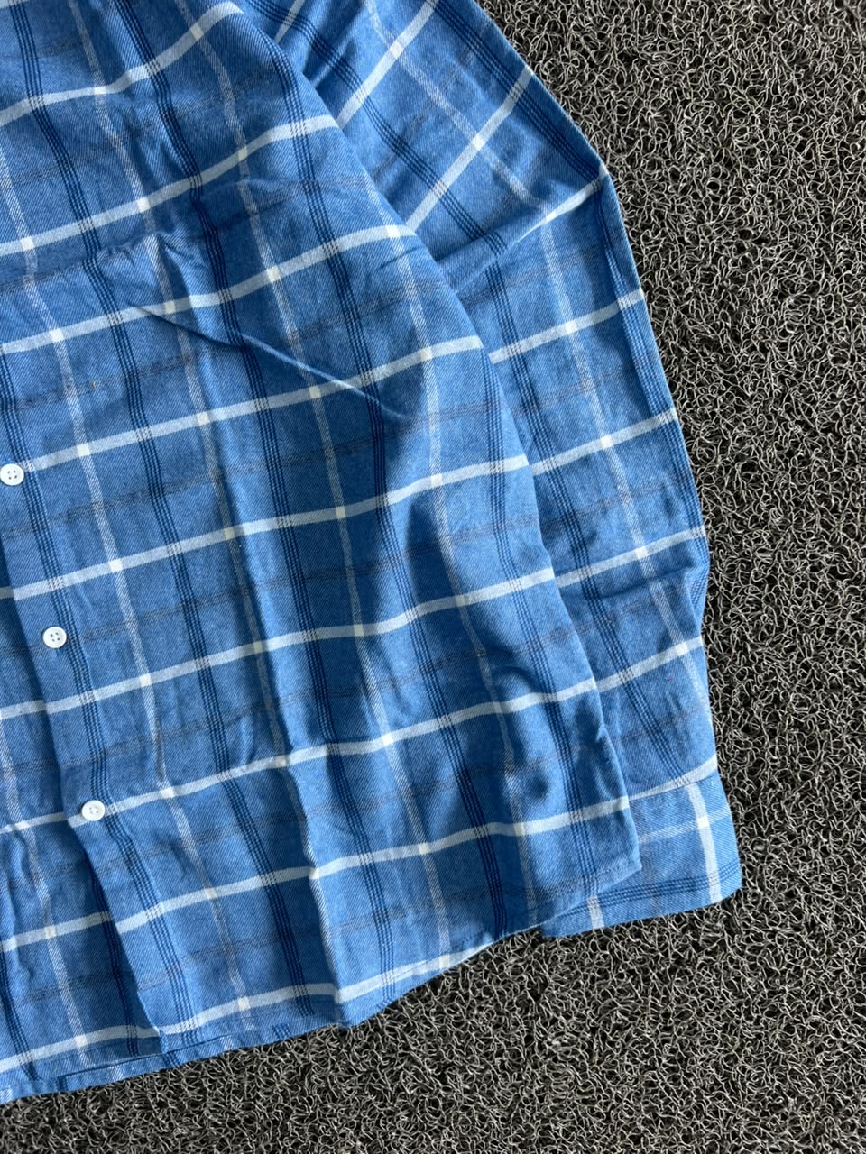 Barcode Blue Windowpane Check Button-Down Shirt – Long Sleeve Casual Men's Shirt