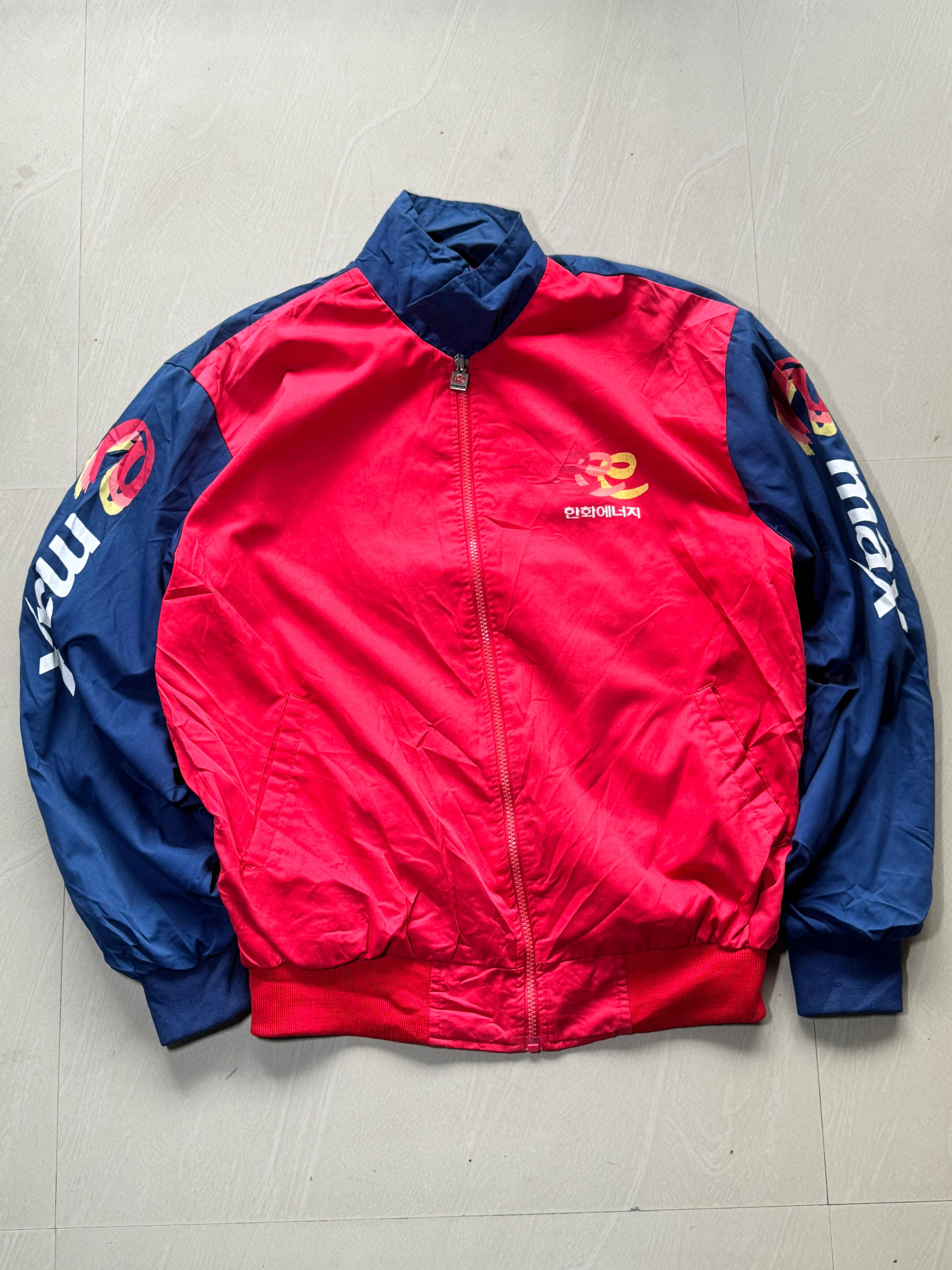Hanwha Energy Red & Navy Color Block Bomber Jacket – Lightweight Full Zip