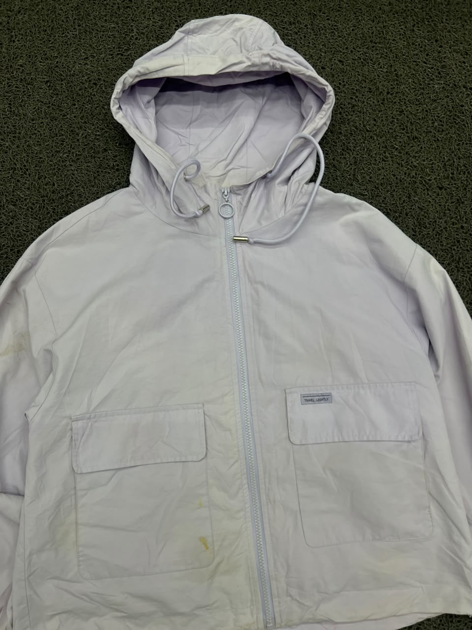 Hooded Zip-Up Utility Windbreaker Jacket ⚠️ Stained