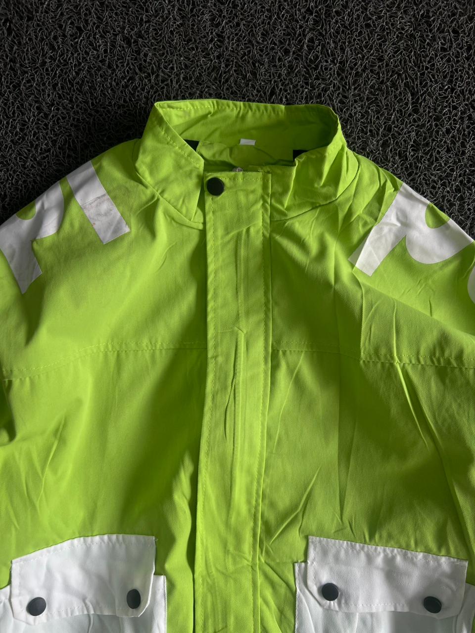 Men's Neon Green Color Block Utility Windbreaker Jacket – Lightweight Zip-Up Casual Outerwear with Flap Pockets