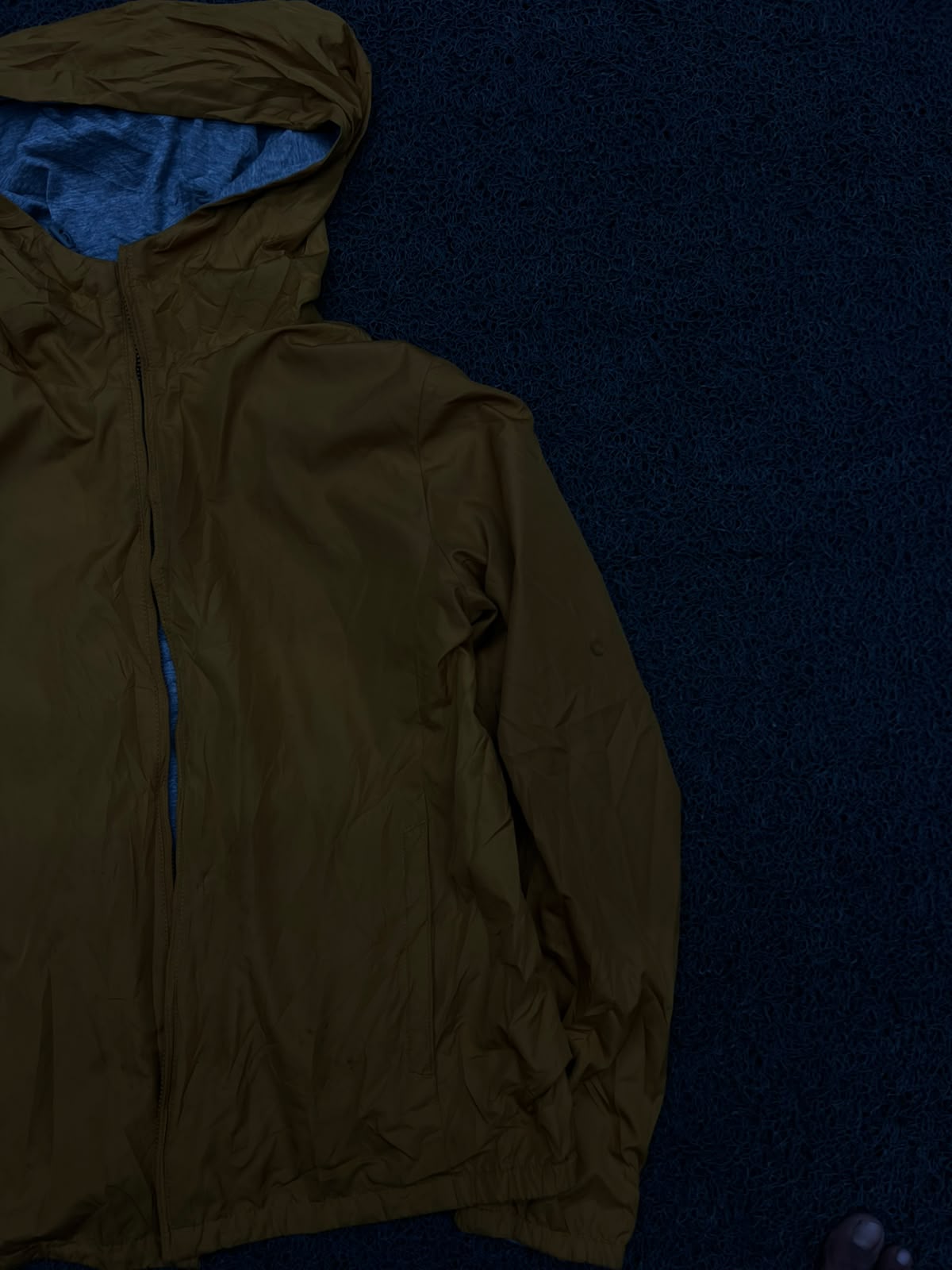 Hooded Windbreaker Jacket with Blue Contrast Lining ⚠️ No Zip