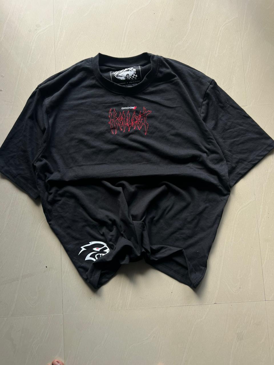 Dodge Hellcat Inferno Graphic Oversized T-Shirt – Black