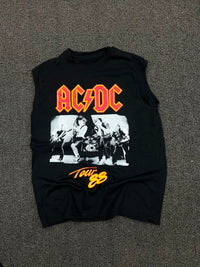 AC/DC Tour '88 Sleeveless Band T-Shirt – Black Vintage Rock Graphic Tee