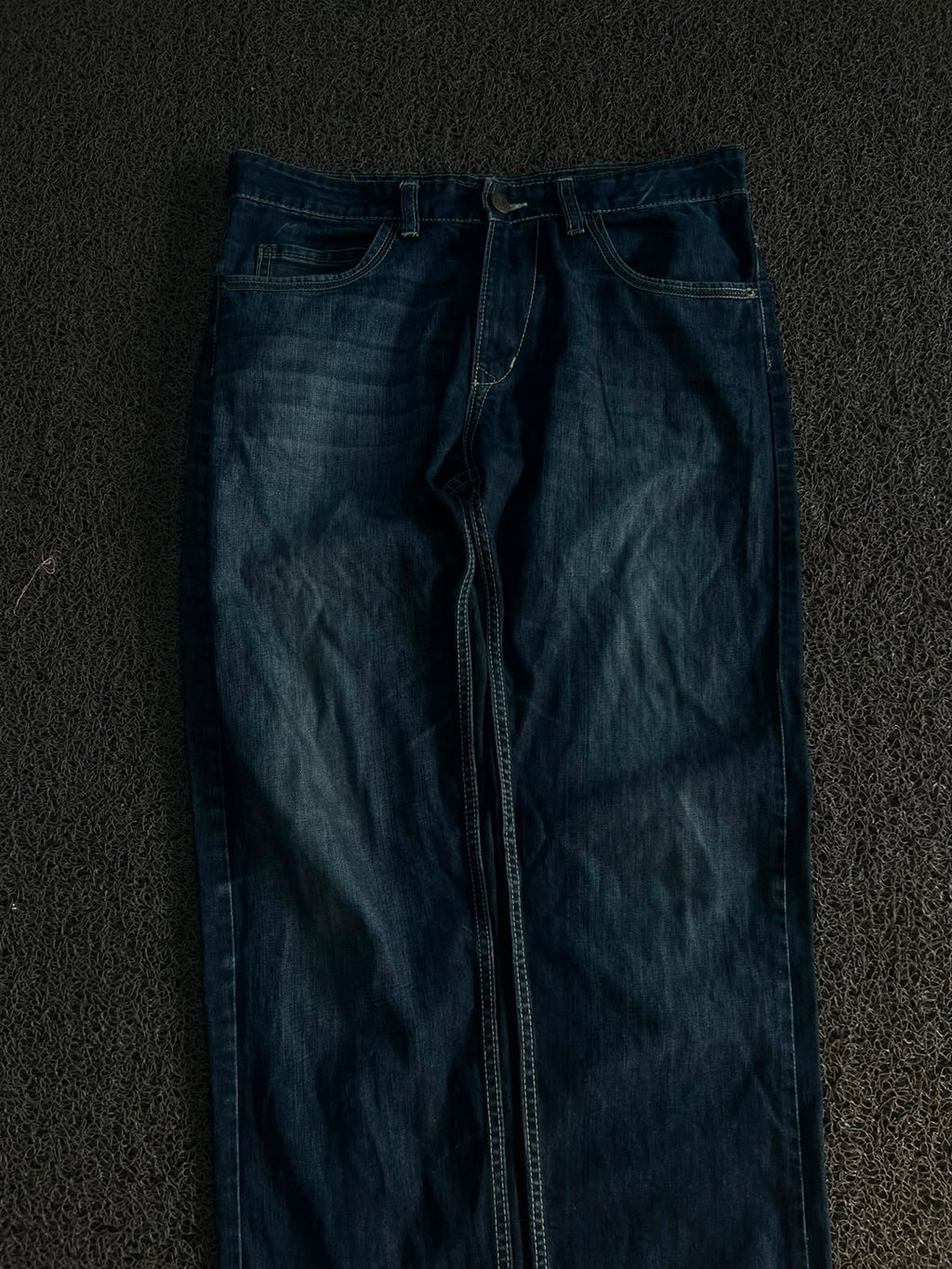 Vintage Dark Wash Straight Fit Denim Jeans