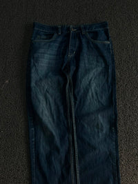 Vintage Dark Wash Straight Fit Denim Jeans