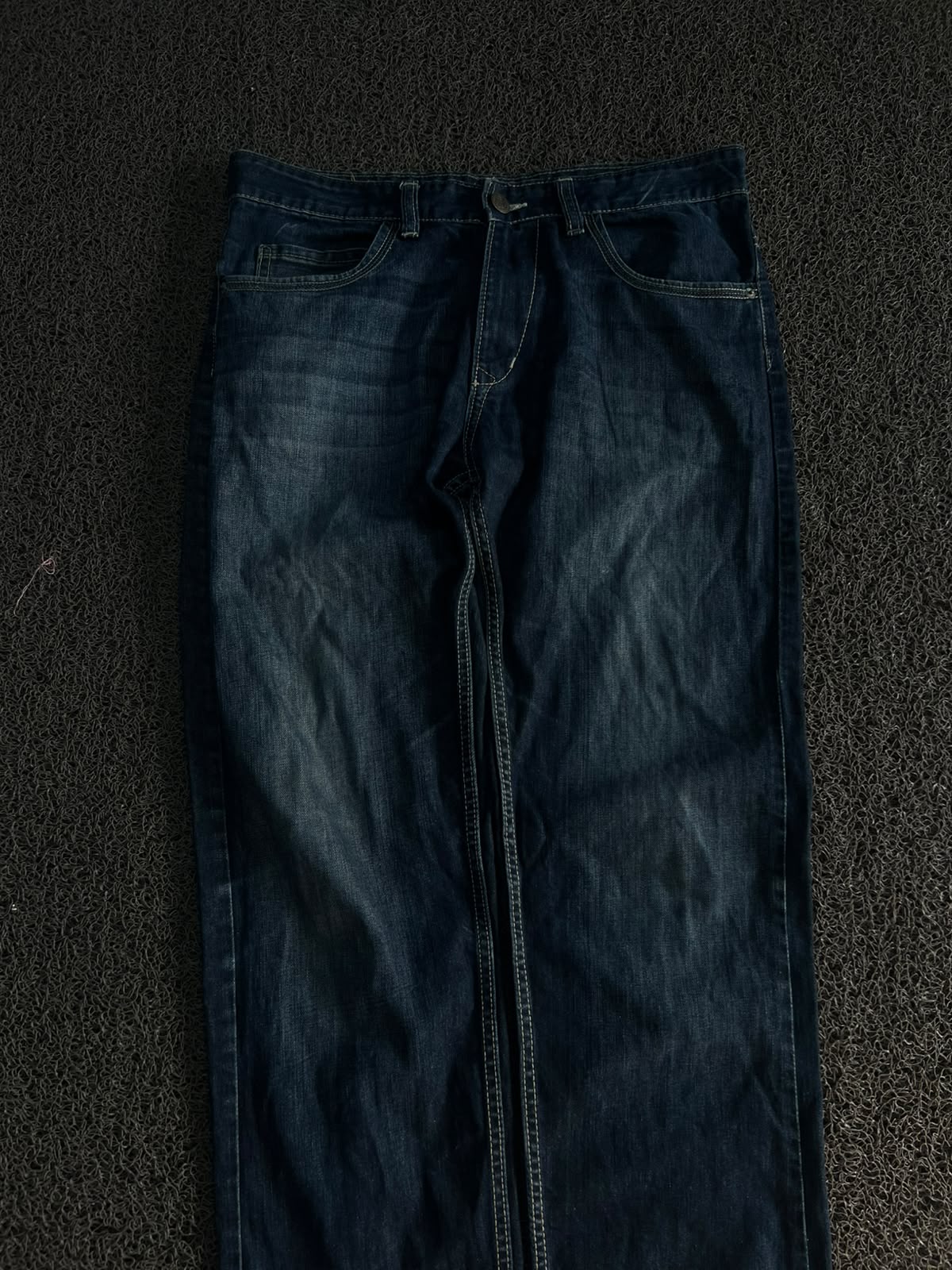 Vintage Dark Wash Straight Fit Denim Jeans