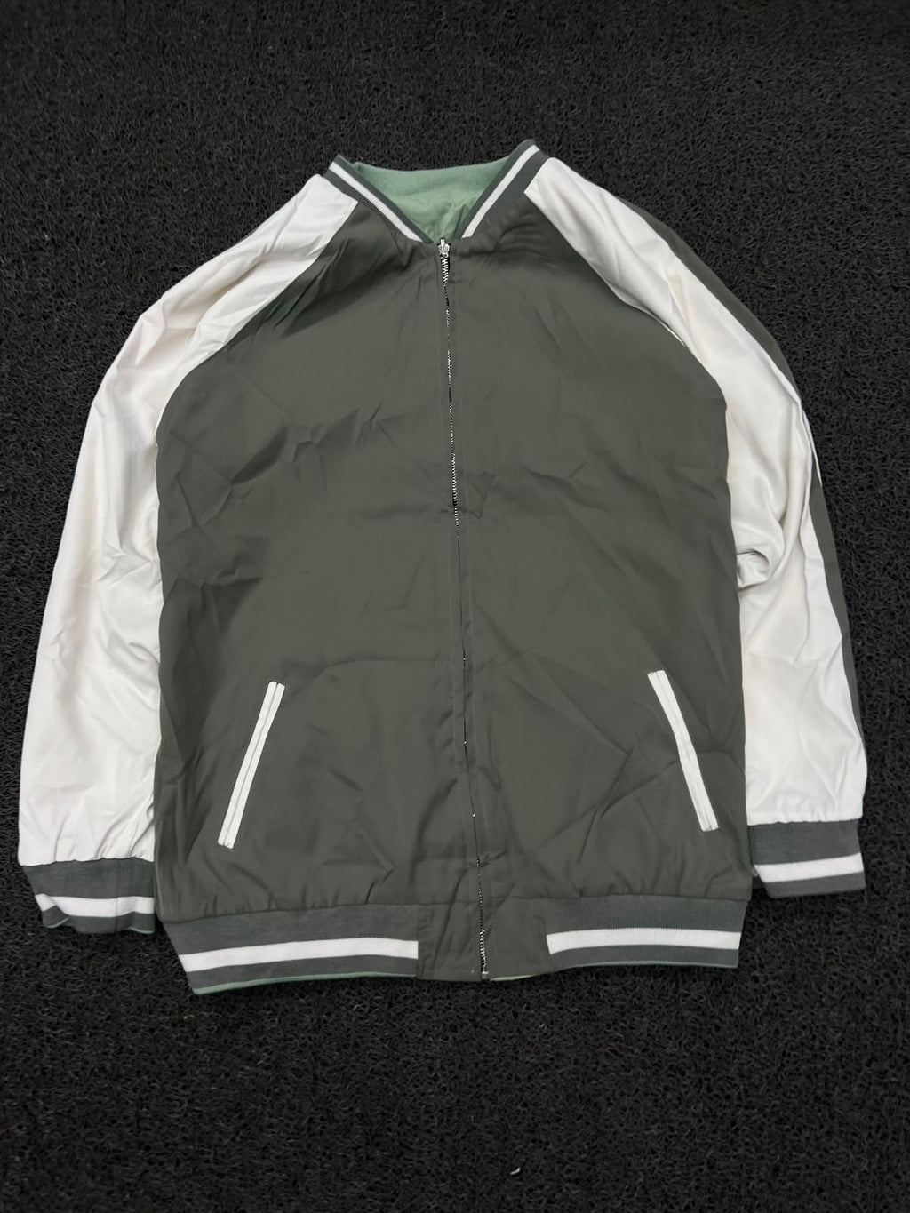 Reversible Double-Sided Bomber Jacket – Sage Green & Olive Green
