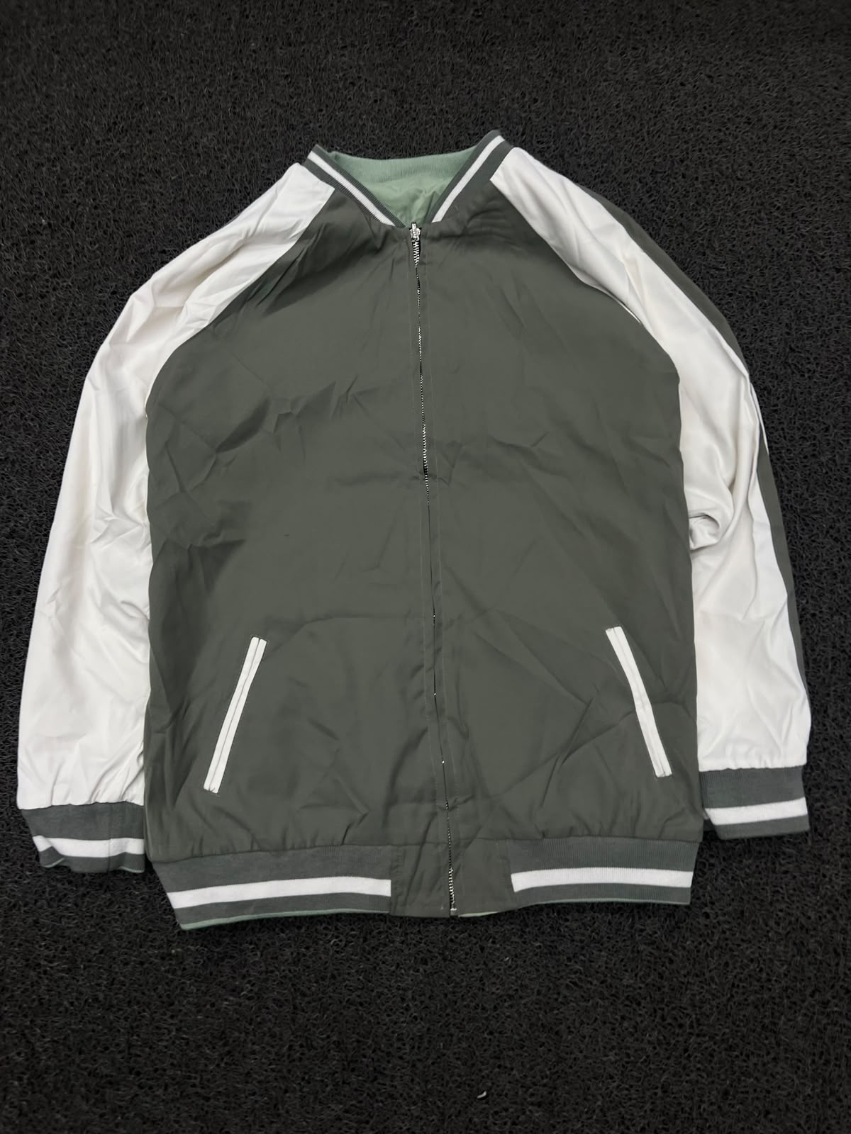 Reversible Double-Sided Bomber Jacket – Sage Green & Olive Green