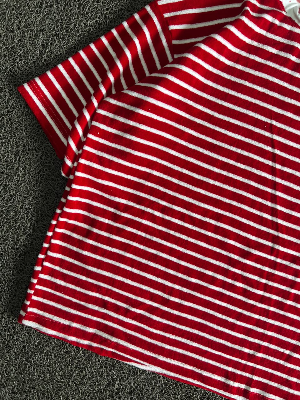 Red & White Striped Crew Neck T-Shirt | Casual Short Sleeve Tee