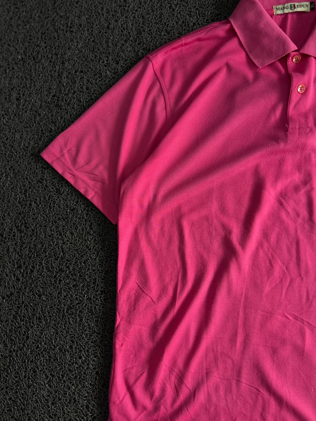 Vintage Peking University Embroidered Pink Polo Shirt – Classic Collared Tee
