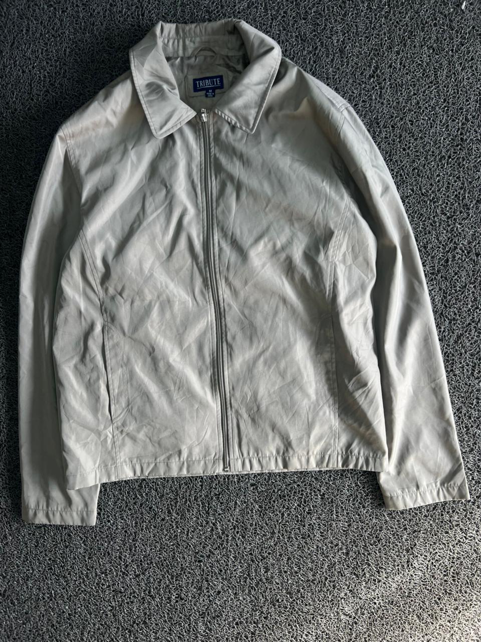 Tribute Light Grey Full-Zip Harrington Jacket
