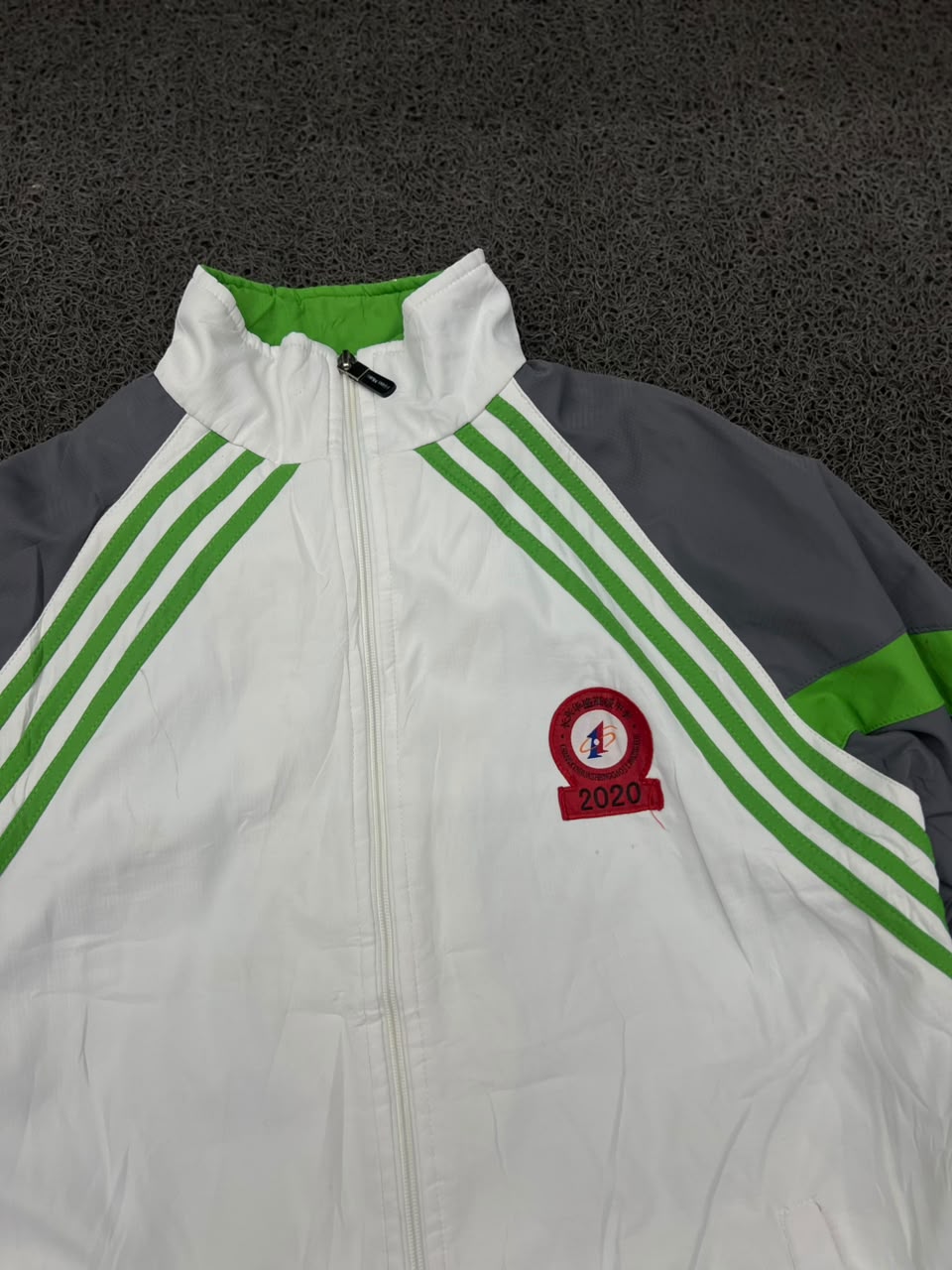 Track Jacket with Green Stripe | Full Zip Sports Windbreaker
