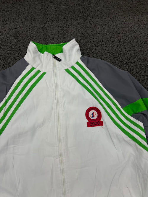 Track Jacket with Green Stripe | Full Zip Sports Windbreaker