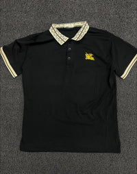 Polo T-Shirt with Printed Contrast Collar, Sleeve Piping & Yellow Chest Logo – Short Sleeve