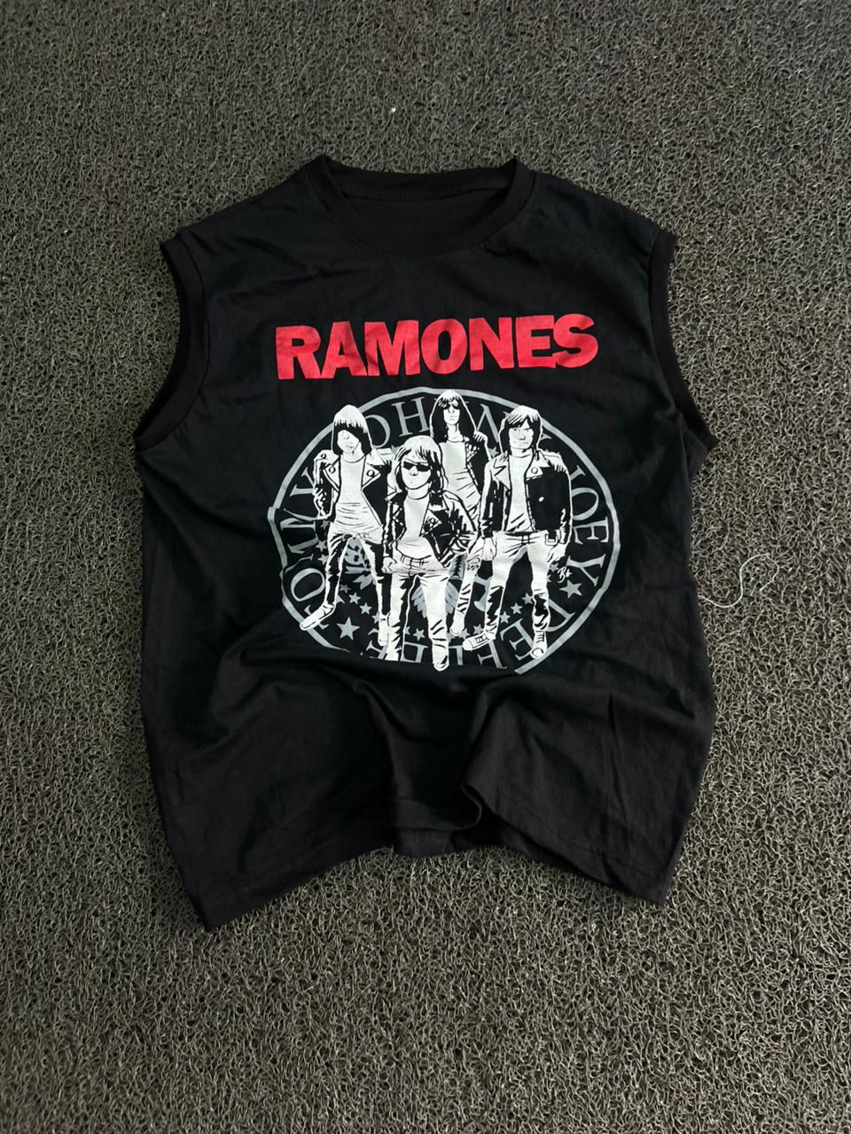Ramones Classic Band Print Sleeveless Black Tank Top