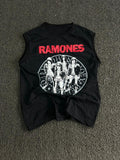 Ramones Classic Band Print Sleeveless Black Tank Top