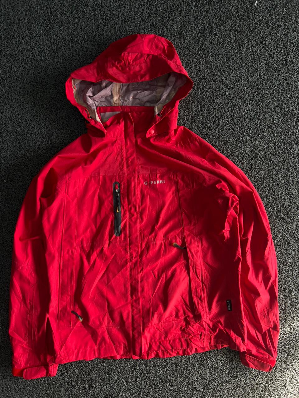 G. Ferri Red Lightweight Hooded Windbreaker Jacket