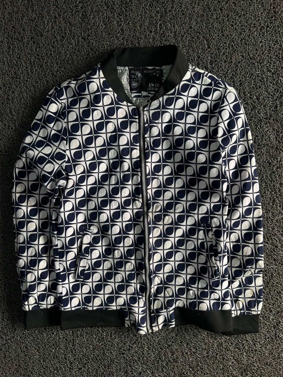 Geometric Print Bomber Jacket – Full Zip Casual Lightweight Jacket